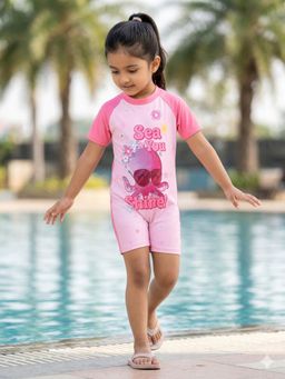 KiddoPanti - Pink Printed Swimsuit