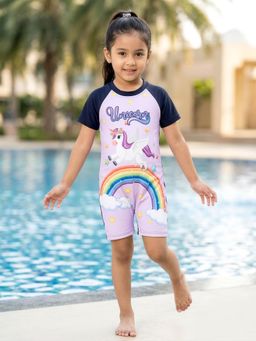 KiddoPanti - Lavender Printed Swimsuit