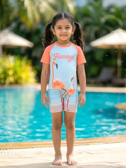 KiddoPanti - Peach Printed Swimsuit