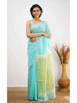 FLOSIVE - Blue Kanjeevaram Woven Saree