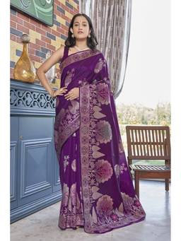 FLOSIVE - Purple Kanjeevaram Woven Saree