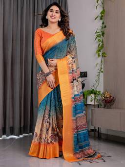URBAN PALLU - Mustard Art Silk Woven Boarder Saree