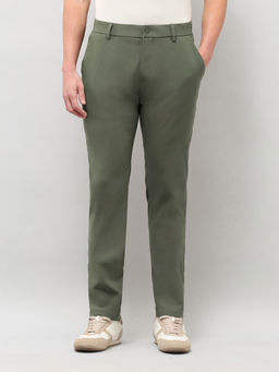 U.S. POLO ASSN. - Men Olive Rayon Austin Slim Fit Trouser