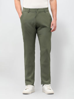 U.S. POLO ASSN. - Men Olive Satin Denver Slim Fit Trouser