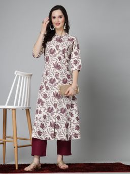 Stylum - Womens Floral Printed Rayon A-Line Kurta