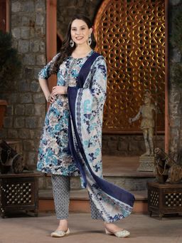 Stylum - Womens Floral Printed Cotton Blend Straight Kurta & Pant with Dupatta (Set of 3)