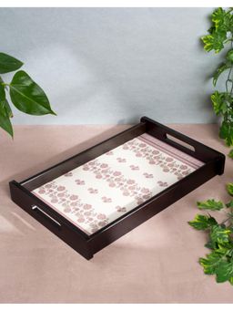 Fabindia - Pink Kumud Printed Wooden Tray