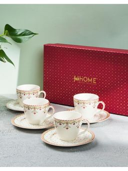 Fabindia - Rukmani Decal Ceramic Cup N Saucer Set Of 8