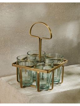 Fabindia - Green Desi Caddy With Glass | Set Of 5