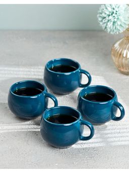 Fabindia - Blue Tara Glazed Ceramic Espresso Mug Set Of 4