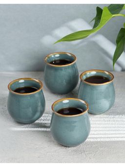 Fabindia - Blue Megh Glazed Ceramic Kulhad Set Of 4