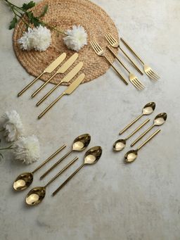 De Maison Decor - Stream Cutlery Set Of 16 In Gold