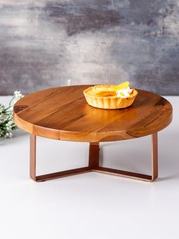 Nestroots - Inseparables Teak Wood Cake Stand Copper