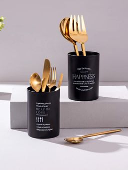 Nestroots - Elegant Metallic Cutlery Stand Organizer Set Of 2