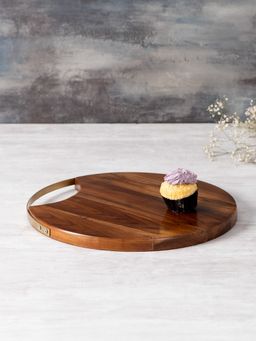 Nestroots - Inseparables Teak Wood Serving Platter Gold