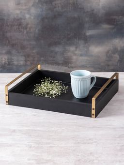 Nestroots - Coal Mdf Serving Tray Gold