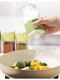 House of Quirk - Green One Hand Press Dispensing Spice Bottle For Kitchen