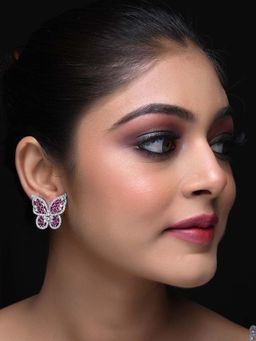 AG'S - Majenta Silver Plated Butterfly Tops