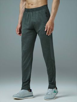 Technosport - Men Green Melange Slim Fit Sports Trackpant