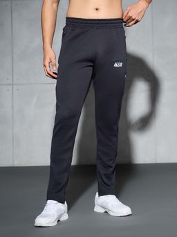 Technosport - Men Black Solid Regular Fit Sports Trackpant