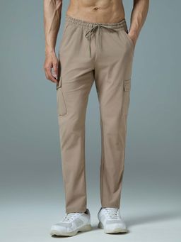 Technosport - Men Khaki Solid Relaxed Fit Sports Cargo Pocket Trackpant