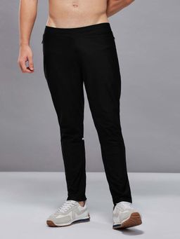 Technosport - Men Black Solid Slim Fit Sports Trackpant