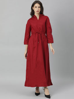 RAREISM - Maroon Solid Dresses