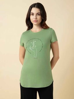 Van Heusen Woman Lingerie and Athleisure - Green Printed Relaxed Fit Loungewear T-Shirt