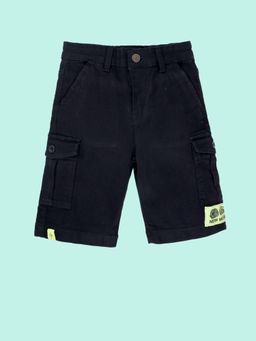 KiddoPanti - Boys Denim Woven New Messages Badge Knee Length Cargo Shorts