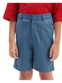 RARE ONES - Clas Blue Cotton Solid Button and Zip Closure Regular Fit Shorts