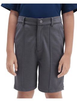 RARE ONES - Clas Dusky Grey Cotton Solid Button and Zip Regular Fit Shorts