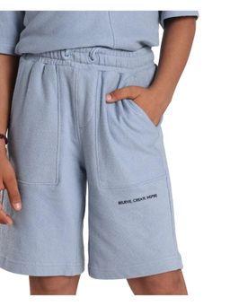 RARE ONES - Perg-B Dusky Blue Cotton Knee Length Print Shorts