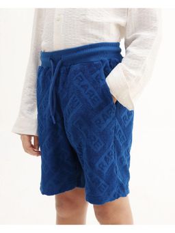 RARE ONES - Zilo-B Blue Cotton Self Design Drawstring Closure Regular Fit Shorts