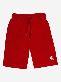 KiddoPanti - Boys Cotton Knit Knee Length Red Basic Shorts