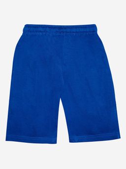 KiddoPanti - Boys Cotton Knit Knee Length Blue Basic Shorts