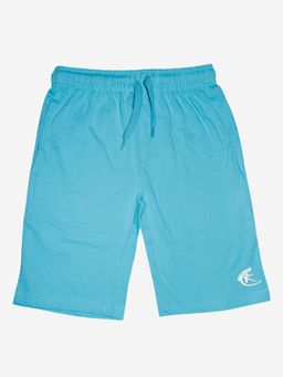 KiddoPanti - Boys Cotton Knit Knee Length Sky Blue Basic Shorts