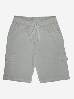 KiddoPanti - Boys Cotton Solid Knit Grey Cargo Shorts