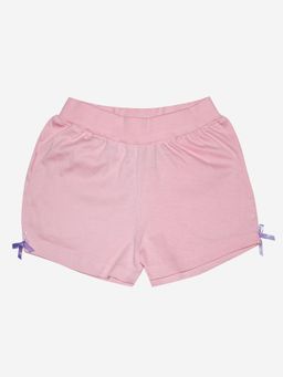KiddoPanti - Girls Pink Knit Hot Back Pocket Shorts
