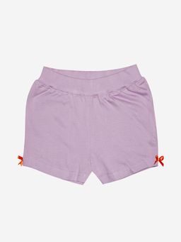 KiddoPanti - Girls Purple Knit Hot Back Pocket Shorts