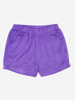 KiddoPanti - Girls Purple Knit Hot Back Pocket Shorts