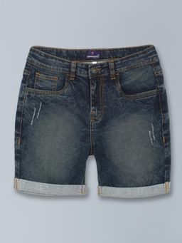 KiddoPanti - Boys Fashion Denim Blue Casual Rollup Shorts