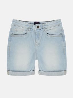 KiddoPanti - Boys Fashion Denim Light Blue Rollup Shorts