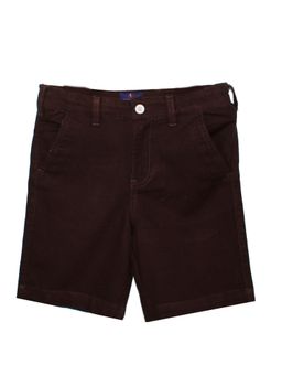 KiddoPanti - Boys Cotton Formal Solid Coffee Brown Shorts