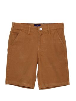 KiddoPanti - Boys Cotton Formal Solid Brown Shorts