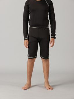 KiddoPanti - Boys Polyester Solid Black Swimming Shorts