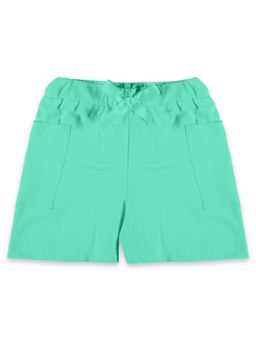 KiddoPanti - Girls Green Patch Pocket Hot Shorts