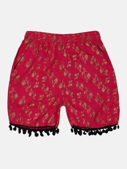 KiddoPanti - Girls Pink Planet AOP Print Shorts