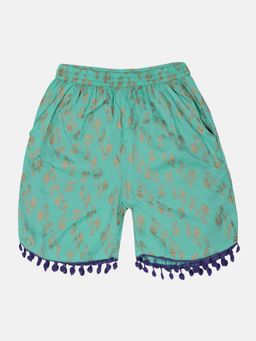 KiddoPanti - Girls Green Planet AOP Print Shorts
