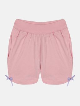 KiddoPanti - Girls Pink Knit Hot Back Pocket Shorts