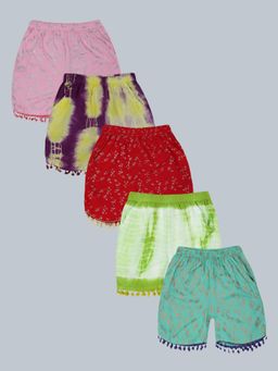 KiddoPanti - Girls Multi-Color AOP Print Shorts (Pack of 5)